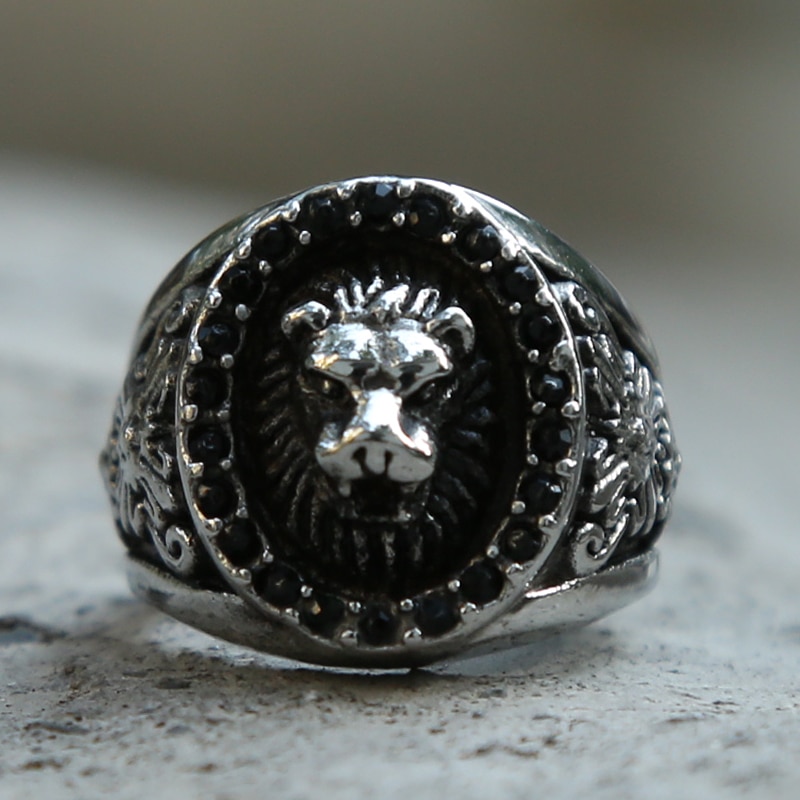 Anillo de acero inoxidable estilo Hip Hop para hombre y niño, sortija de oro y plata con de El Rey León, estilo Punk, Animal, para hombre y niño