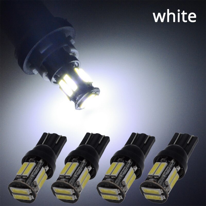 W5W 10 Led 7020 SMD Auto T10 LED 194 168 Wedge Vervanging Reverse Instrument Panel Lamp Wit Blauw Lampen Voor klaring Lichten: 4Pcs White