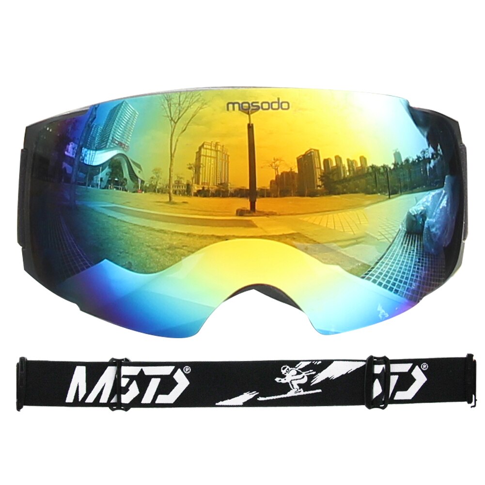 Mosodo Magnet Ski Goggles Men Women Snowboard Anti-Fog Skiing Snow Large Spherical Winter Ski Glasses: yellow ski goggles