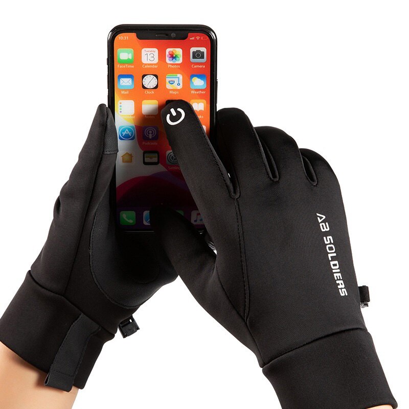 Mannen Handschoenen Winter Nacht Reflecterende Strip Touchscreen Waterdicht Anti-Slip Handschoenen Voor Fietsen Skiën Winddicht Pluis Warme ST078