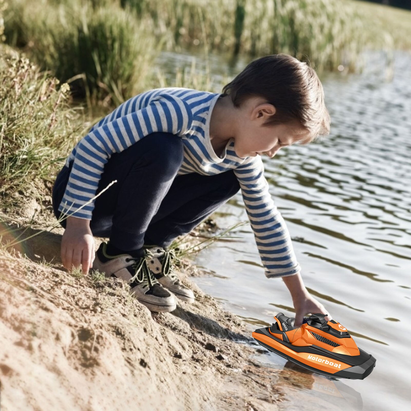2.4Ghz Rc Boot High Speed Racing Oplaadbare Batterijen Voor Kinderen Boot Met Water Detection Waterdichte Boot Speelgoed Voor Kids