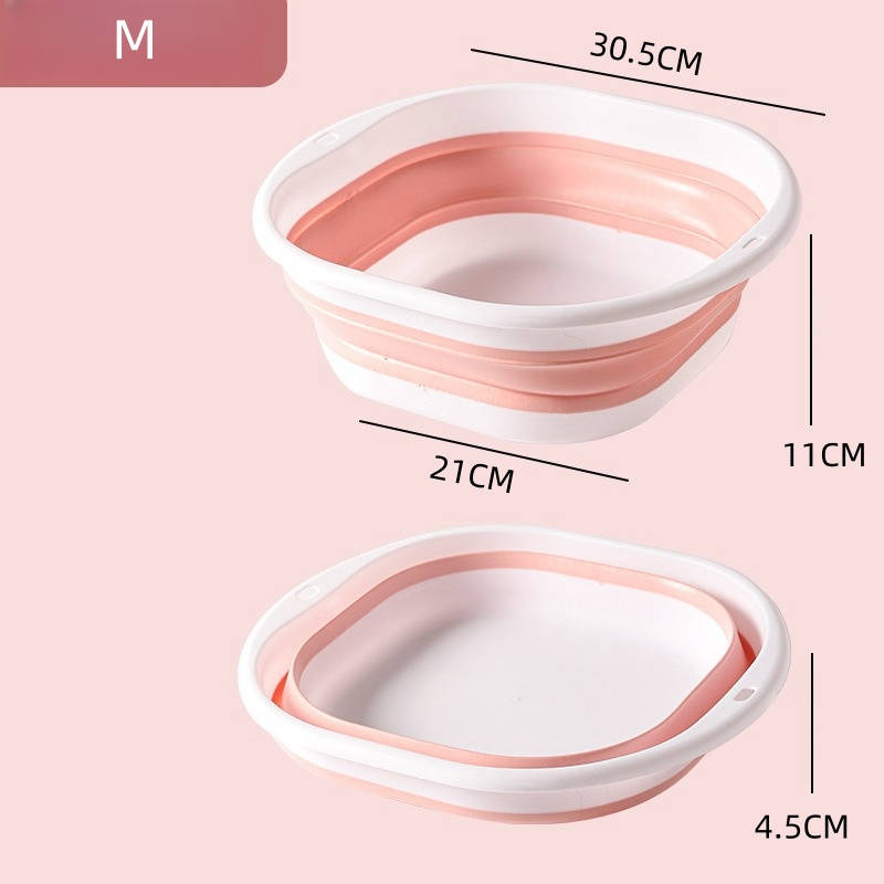 Folding Washbasin Silicone Portable Basin Foldable Bucket Camping Sink Bath Goods Dorm Room Essential Collapsible Laundry Bowl: Yellow