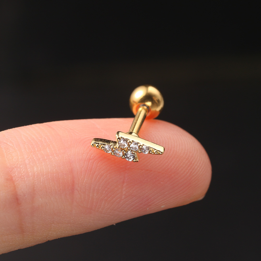 Daith Piercing Bliksem Oorbellen Voor Vrouwen Sieraden 1Pc Gold Kleur Tragus Helix Septum Piercing Kraakbeen Ear Rvs: Licht Geel Goud Kleur