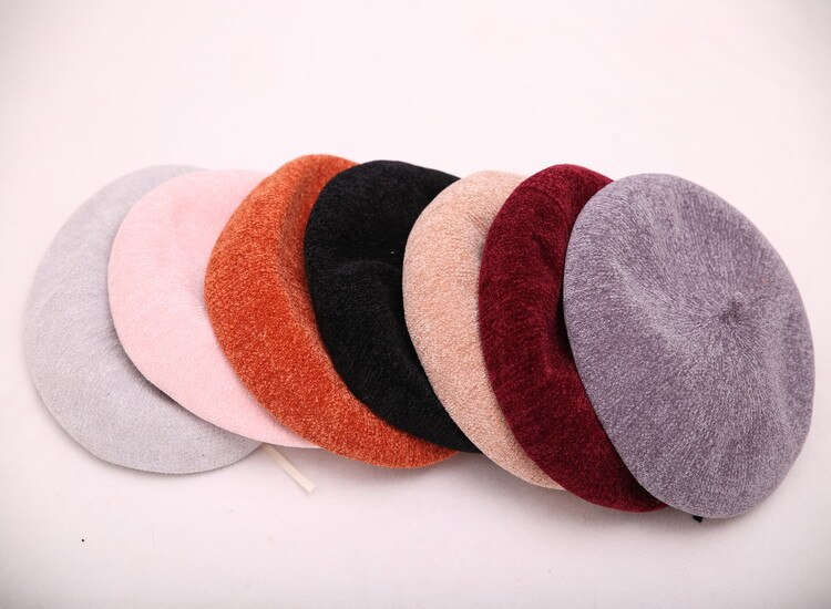 Franse Kunstenaar Ronde Baret Caps Herfst Meisjes Vrouwelijke Casual Katoen Chenille Baretten Caps Pet Gorros