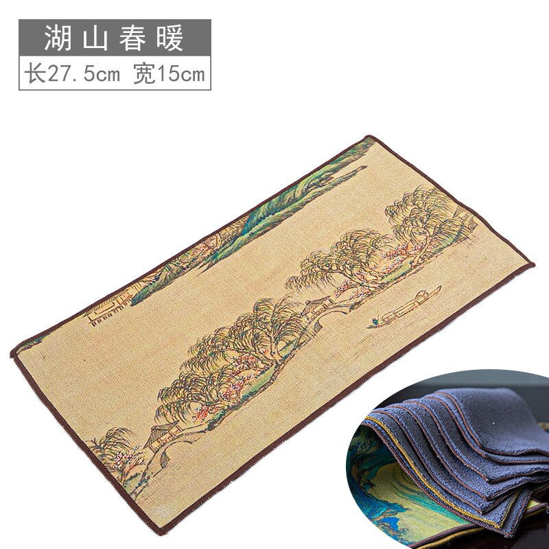 Thee Handdoek Verdikte Sterke Wateropname Zen High-End Thee Set Accessoires Thee Tafel Handdoek Japanse Theeceremonie 27.5*15Cm: 3