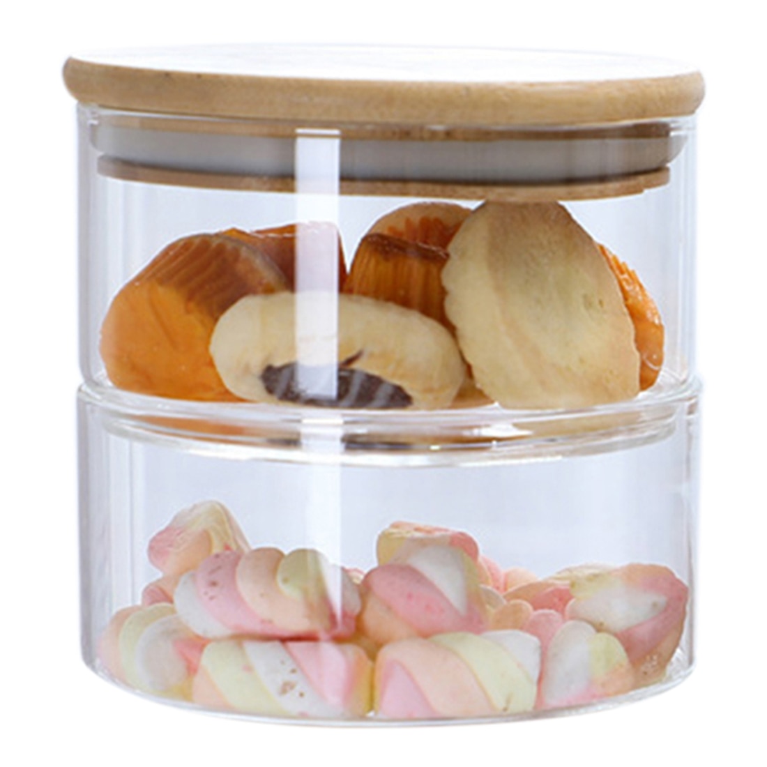 1-4 Tier Stackable Glass Apothecary Jar Kitchen Candy Cookie Storage Containers with Lid - Transparent: Green