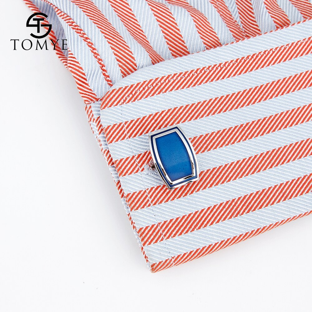 Tomye Blauw High End Business Enamel Manchetknopen Studs Custom XK19S011