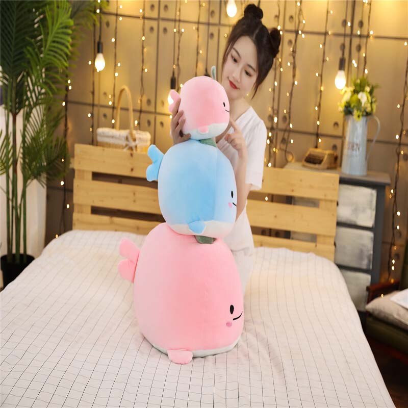 bas coton mignon animal de compagnie baleine en peluche série animale Marine dauphin oreiller style ins Kawaii baleine en forme d'oreiller coussin