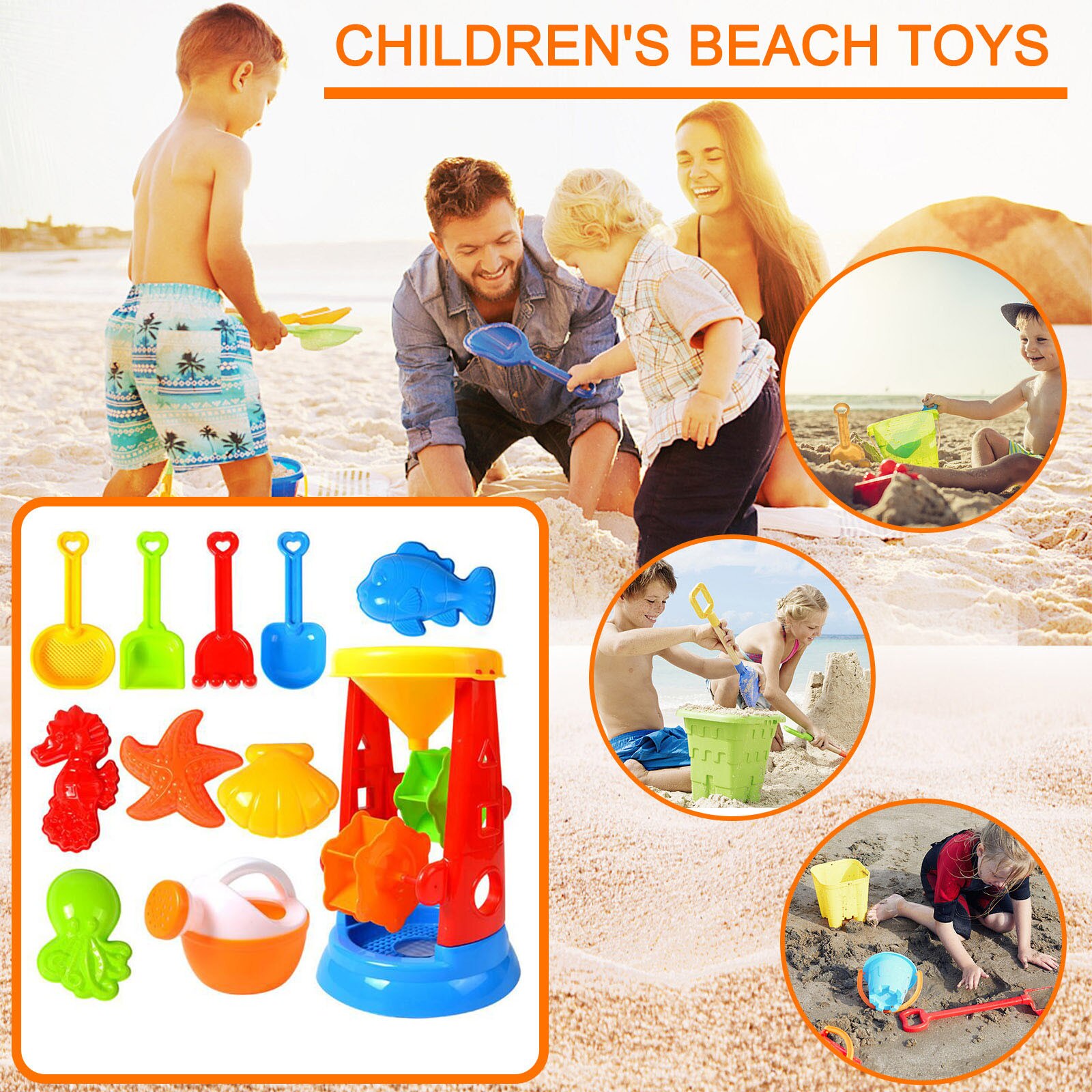 Beach Toy Sand Set Sand Play Sandpit Toy Summer Outdoor Toys Sandpit Toys Baby Learning Education Toys For Kids Fun Toys ##: P