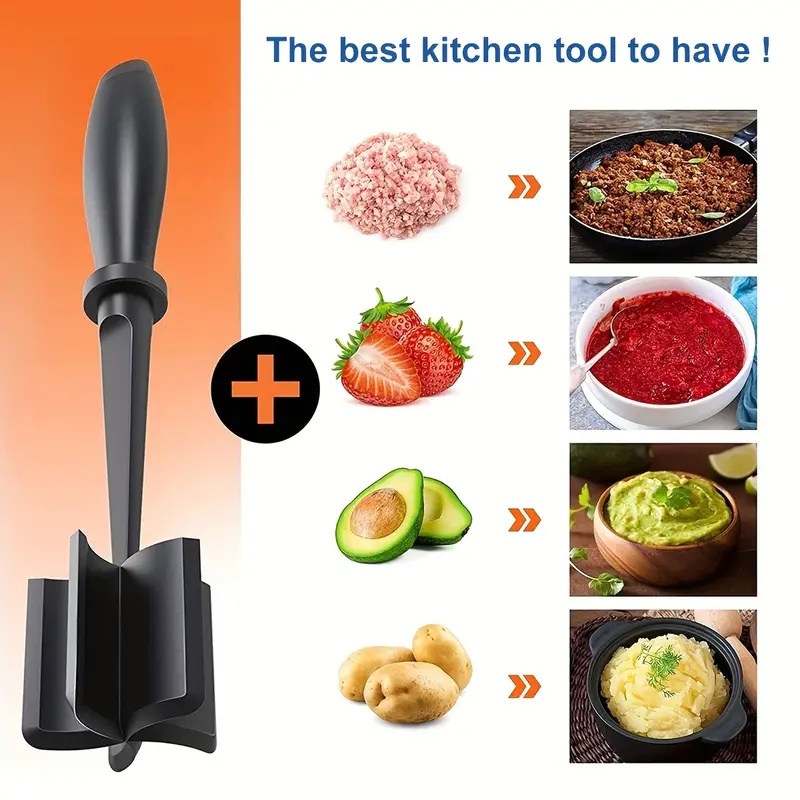Meat Chopper Heat Resistant Ground Beef Masher Non-Stick Meat Shredder Potato Tomato Turkey Hamburger Mix Smasher Kitchen Gadget