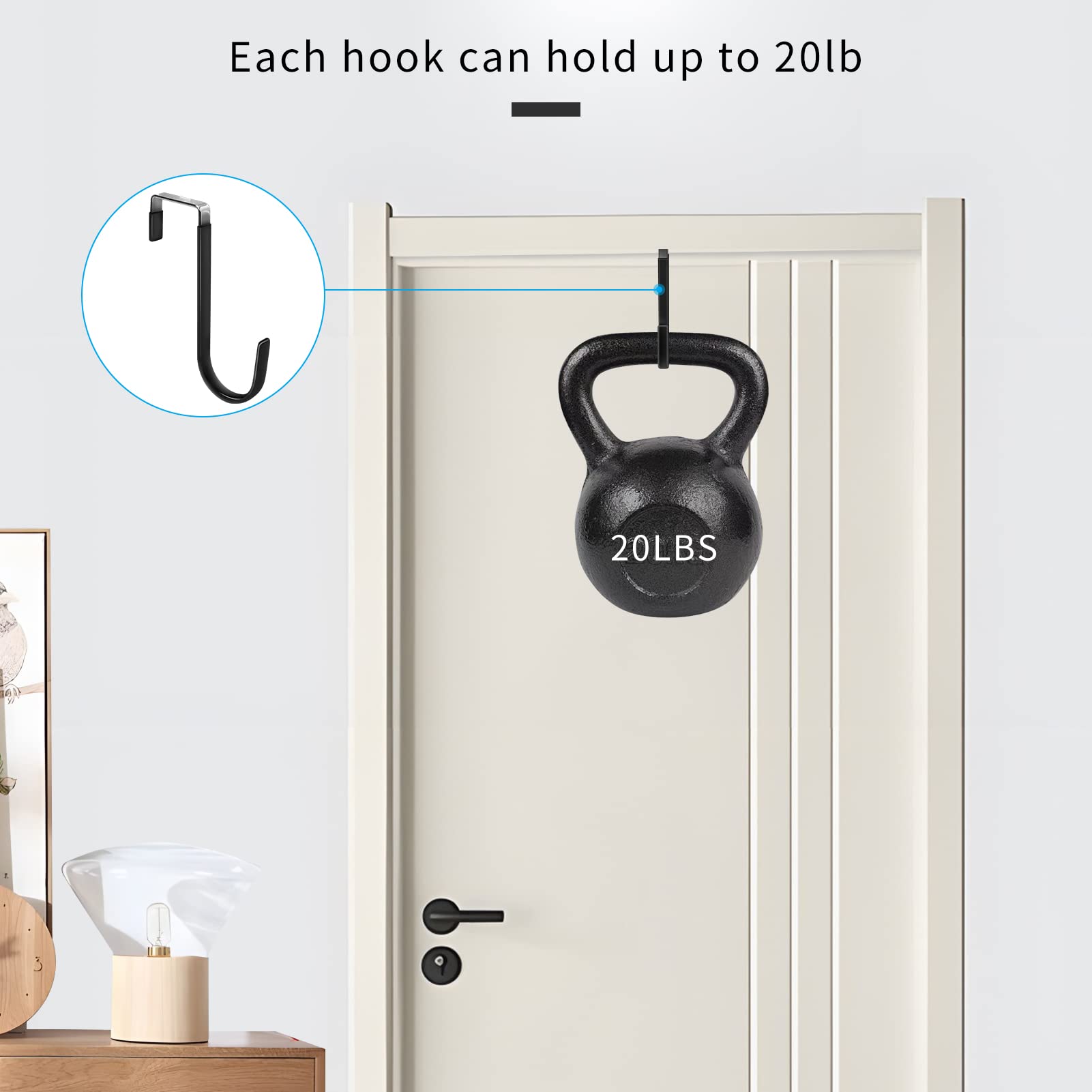 Deurhangers Haken met rubberen organizerhaken voor woonkamer, badkamer, slaapkamer, keuken Hangende kleding, handdoeken, hoeden, jassen