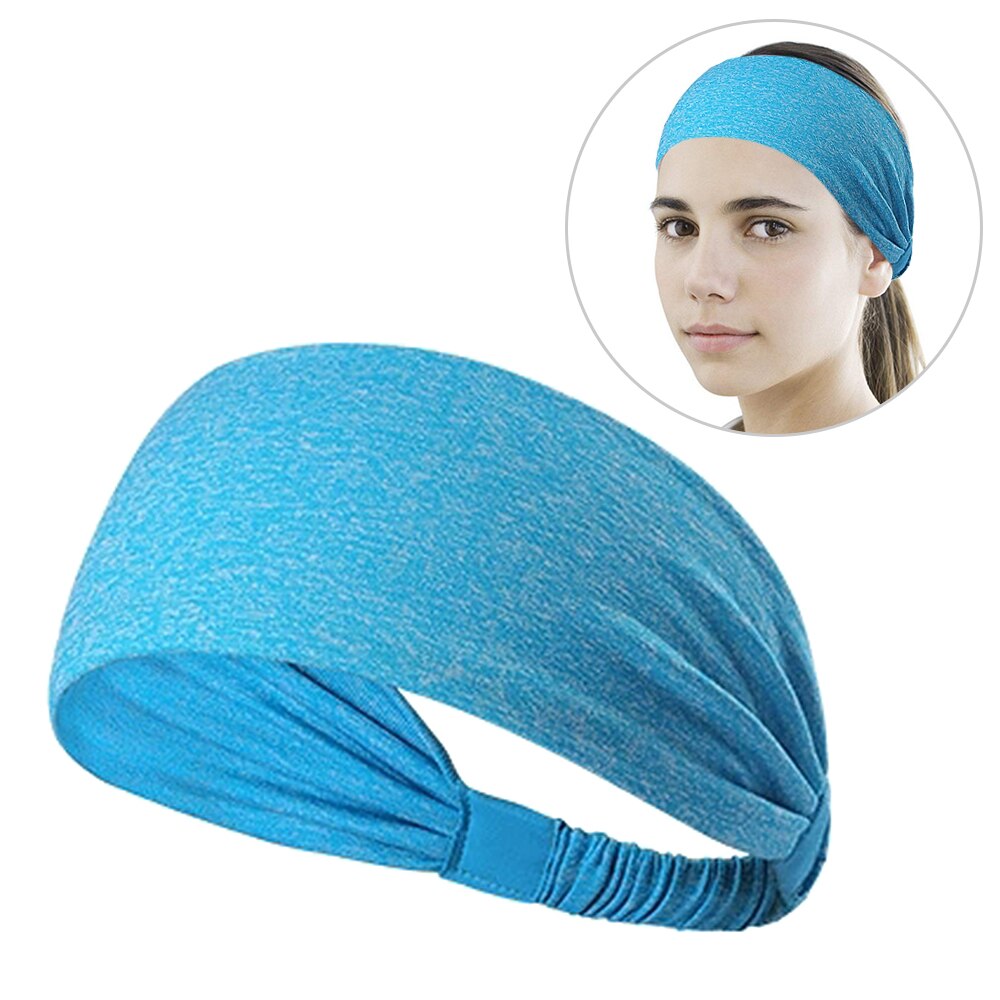 Cinta para el sudor absorbente para ciclismo y Yoga, banda para el sudor para mujer, diadema transpirable, bandas para el pelo para Yoga, bandas para el sudor para la cabeza, seguridad deportiva:  Lake blue