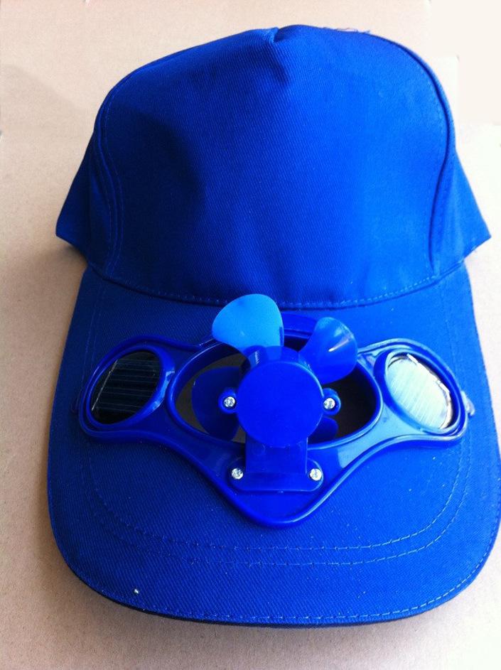 Hoed met ventilator zonne-energie camping cap ventilator baseball hoed cooling fan cap zomer hoeden voor vrouwen chapeau femme: Blauw