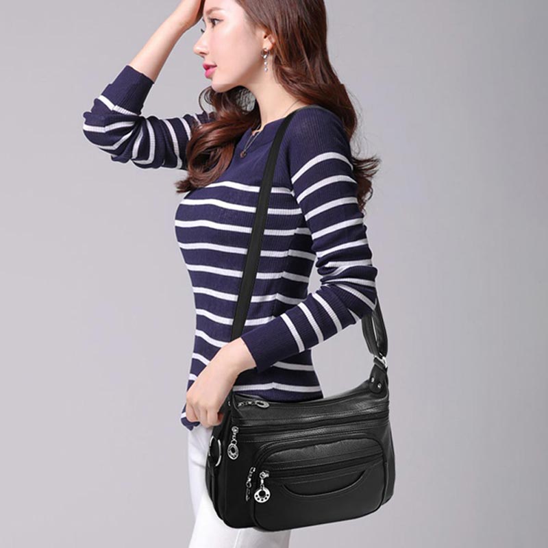 Borsa a tracolla casual in pelle pu tinta unita moda donna 2022 per donna borsa a tracolla quadrata morbida con cerniera nuova