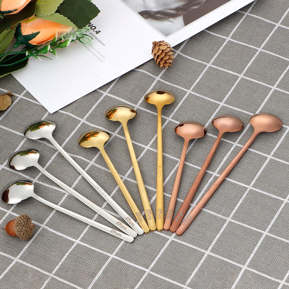 304 Rvs Espresso Lepels Voor Koffie Suiker Dessert Cake Ijs Soep Antipasto Cappuccino Set Van 4 Goud Zilver