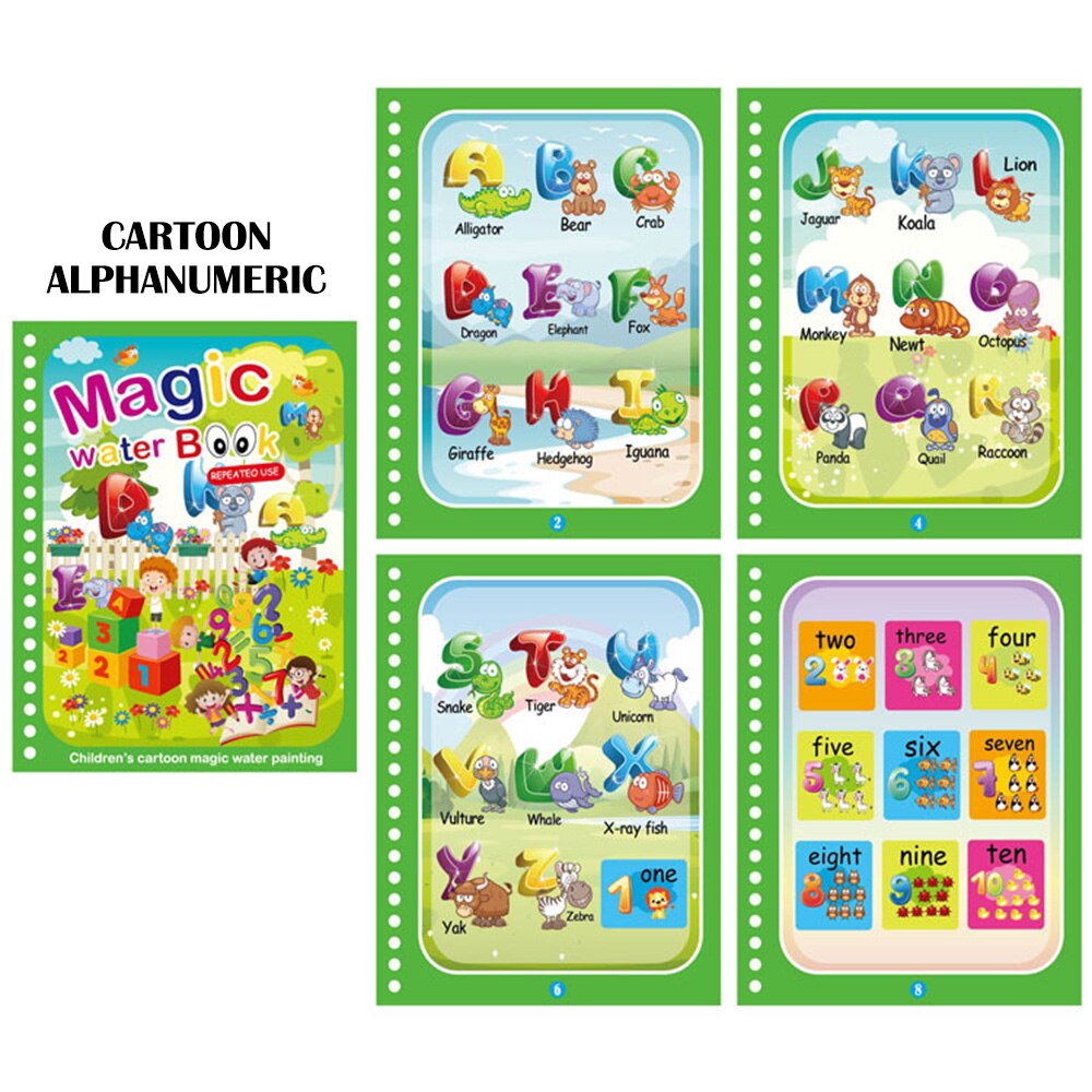 Magic Water Book Painting Brochure Watercolor Drawing Toy Montessori Educational games for Children&#39;s Toddler Toys Coloring Book: Cartoon numbers