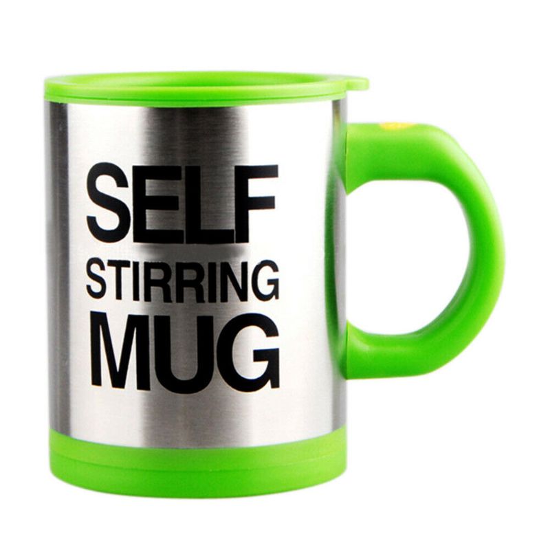 Electric Stainless Steel Auto Self Stirring Coffee Mug Magnetized Mixing Cup: green