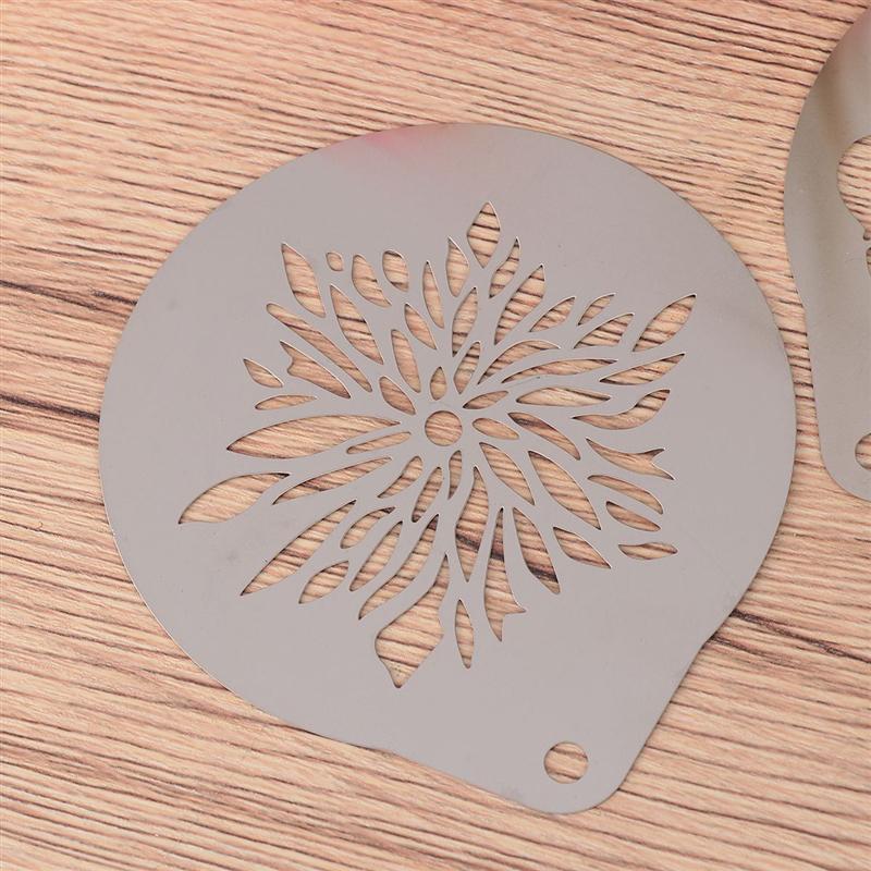 6 stücke Kaffee Schablonen Edelstahl DIY Cappuccino Latte Milch Kunst Vorlage Druck Modell Coffeeware (Verschiedene Stil 5)