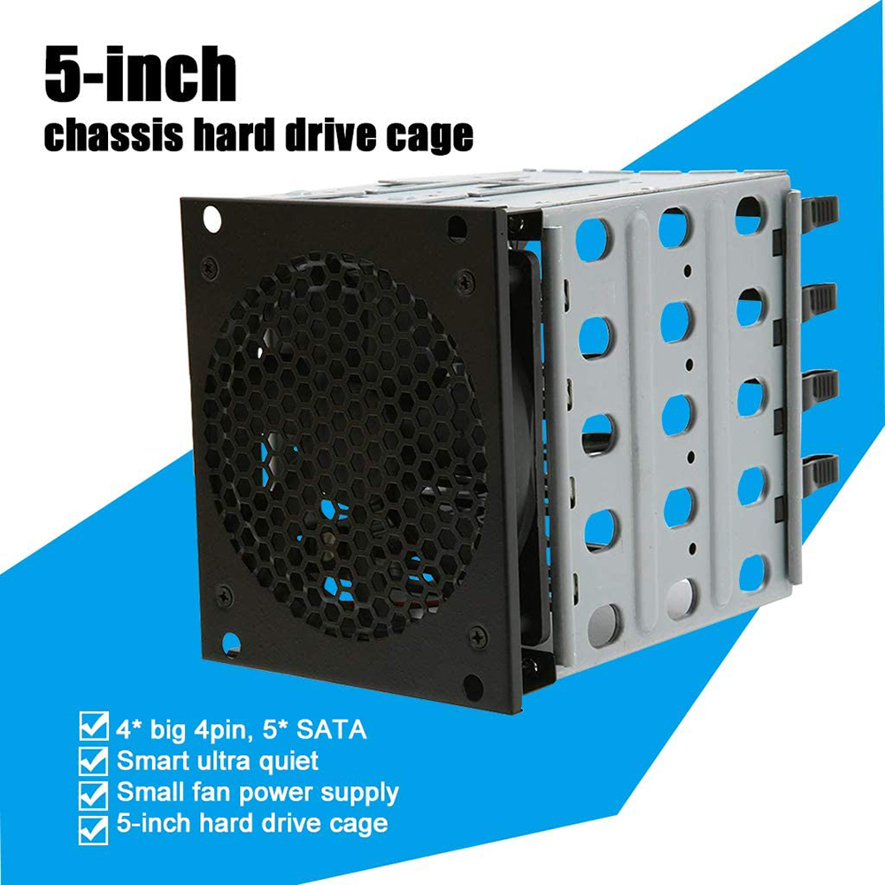 5,25 pulgadas a 5X3,5 "SATA SAS HDD Cage Rack caja de disco duro con ventilador bandeja de disco duro adaptador Caddy
