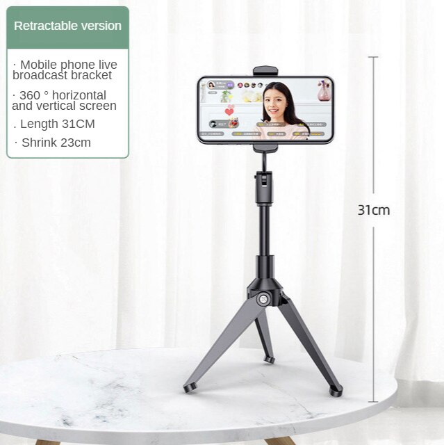 Tripod Mobile Phone Bracket Desktop Live Selfie Bluetooth Remote Control Lazy Tablet PC Douyin Useful Product: Classic Style Mobile Phone Black