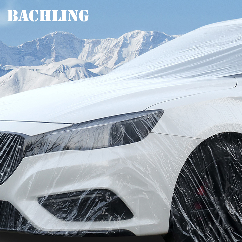 Disposable Transparent Car Clothing Cover Dustproof Rainproof Transparent Car Cover Plastic PE Film Rainproof Car Cover