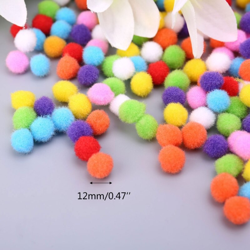 1000Stck Weiche Runde flauschige Handwerk Pompons Ball Mischfarbe Pom Poms 12mm DIY Handwerk