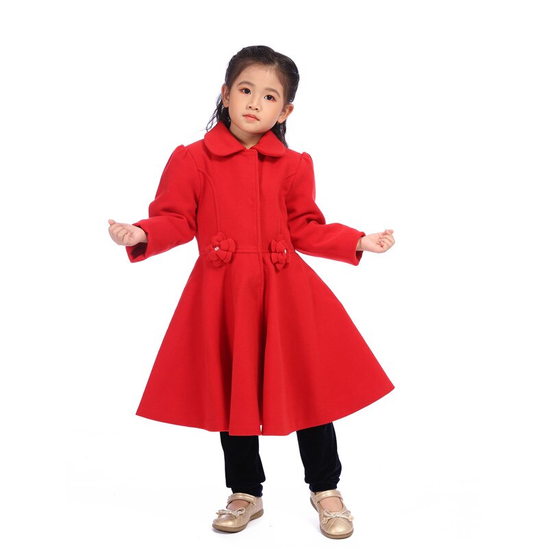 Abrigo ropa de calle para niña, chaquetas para niño y niña, abrigo largo rojo para niña, ropa informal, novedad de invierno y otoño