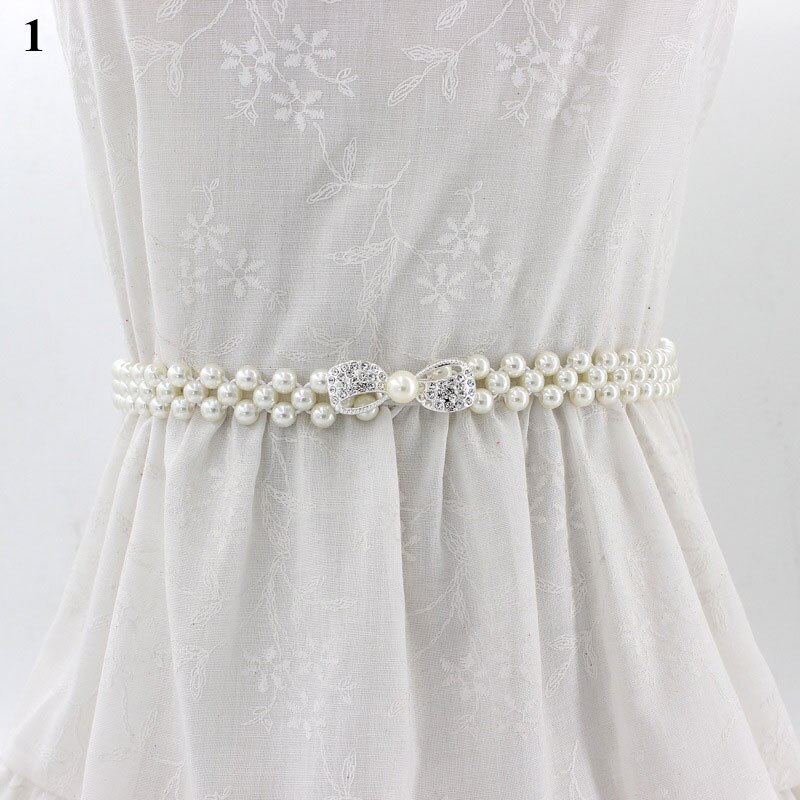 Cinturón de Metal decorativo con perlas para mujer, Cinturón fino con gancho de cuentas, cadena de cintura, vestido, 1 ud.: 10-65cm