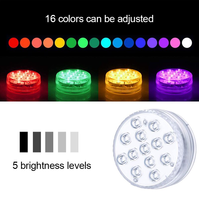 RGB Submersible Led Night Lights Multi Color Underwater Spot Lights Outdoor Vase Bowl Pond Garden Party Decoration Remote Lamp