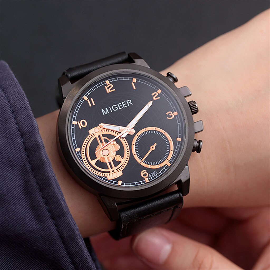 Unique Personality Clock Masculino Clock MIGEER High-End Men's Stainless Steel Watch Analog Alloy Quartz Watch