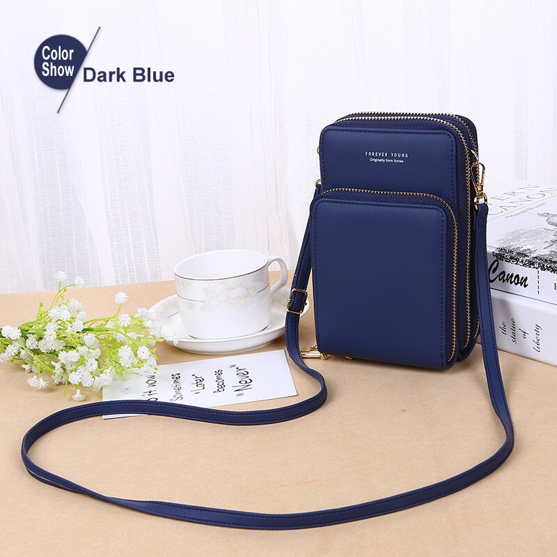 Trasporto di Goccia di modo Colorato Sacchetto Del Cellulare di Modo di Uso Quotidiano del Supporto di Carta Piccolo Sacchetto di Spalla di Estate per Le Donne borse Del Progettista: dark-blue