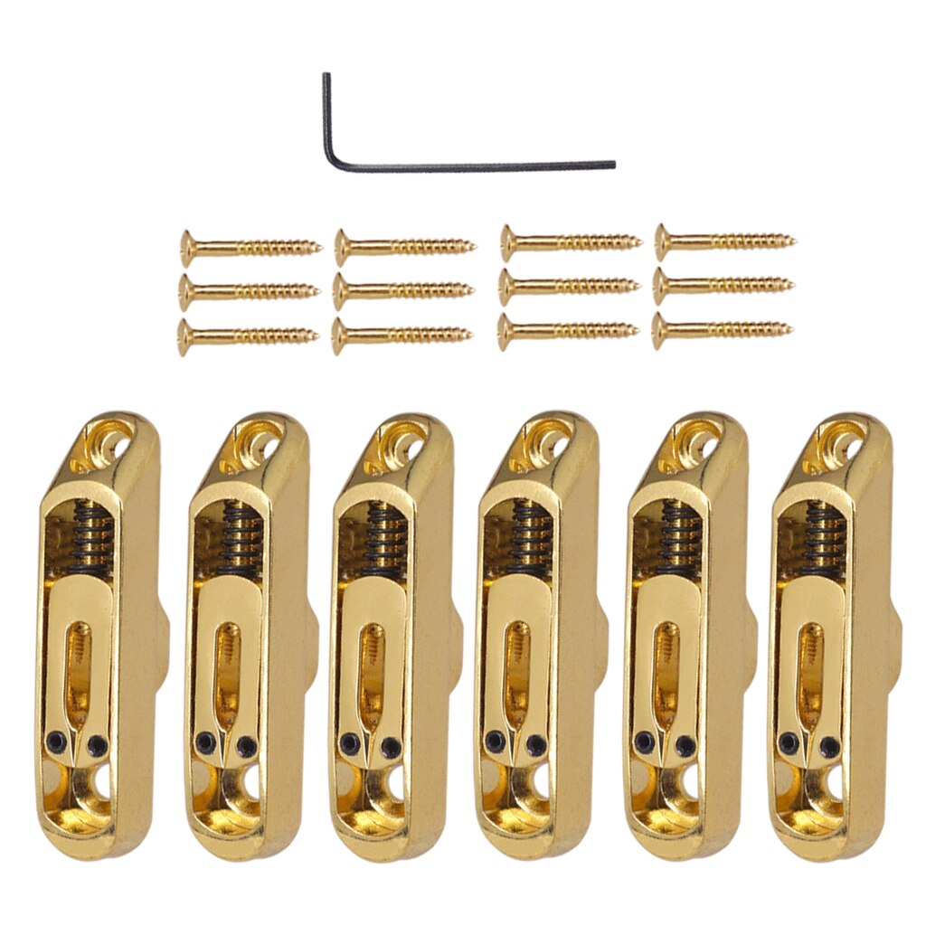 Juego de 6 uds. De silletas de puente individuales para guitarra de 6 cuerdas: Dorado