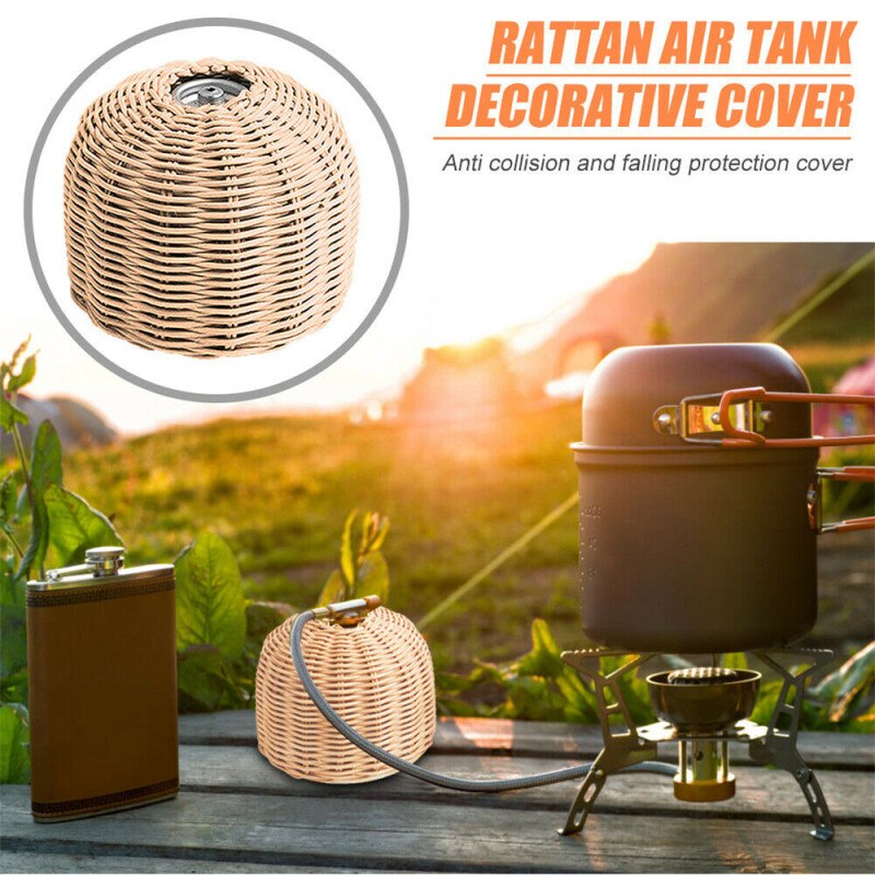 230G/450G Outdoor Cooking Gas Cilinder Cover Camping Wandelen Draagbare Rotan Gas Tank Protector Storage Pouch Gas bus
