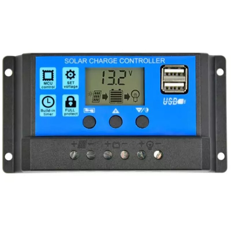 20W Solar Panel Dual USB Output Solar Cells Solar Panel 30A Controller for 12V/24V Battery Power Charger