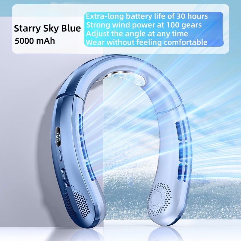 Nekventilator, 4000mAh Oplaadbaar via USB (15U), 3 Snelheden & 360 Nekventilator, 4000mAh Oplaadbaar via USB (15U), 3 Snelheden & 360