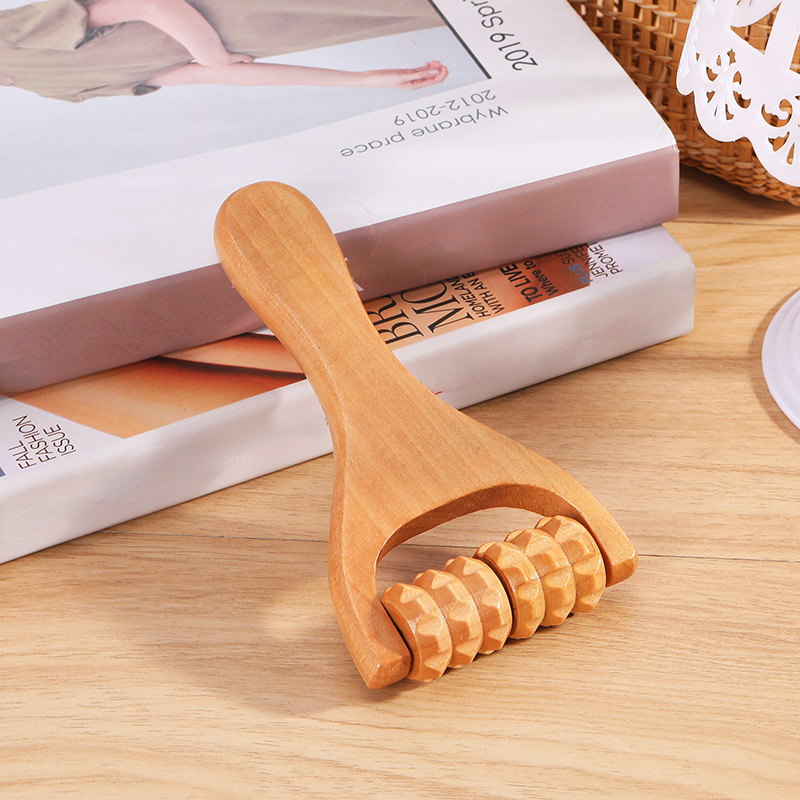 Houten Massage Roller Therapie Lichaamsmassageapparaat Voet Gezicht Schouderhals Hand Duw Roller Massageapparaat Lichaam Rustgevende Massage Tool: Ivoor