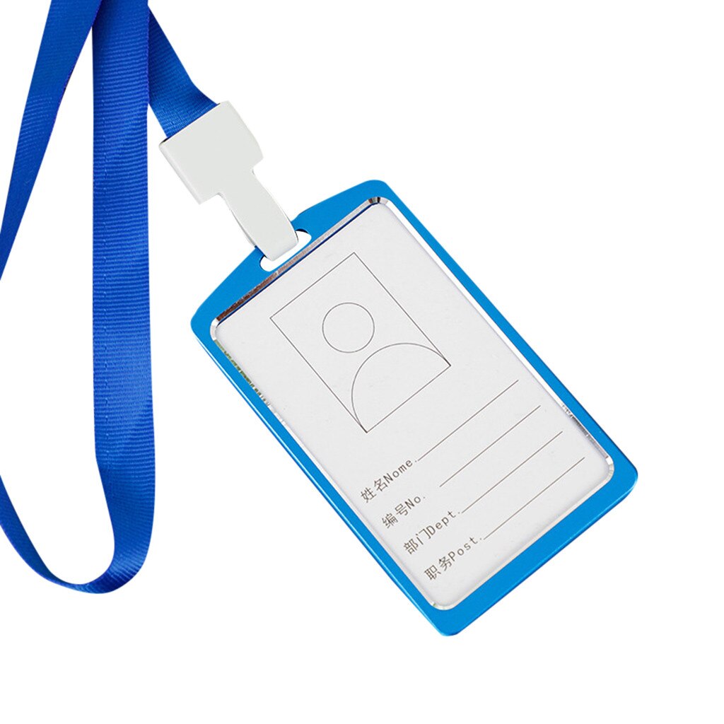Aluminum Vertical Id Card Badge Holder Business Work Bus Card Case Cover Lanyard Office Tools Employee Information Card#p30