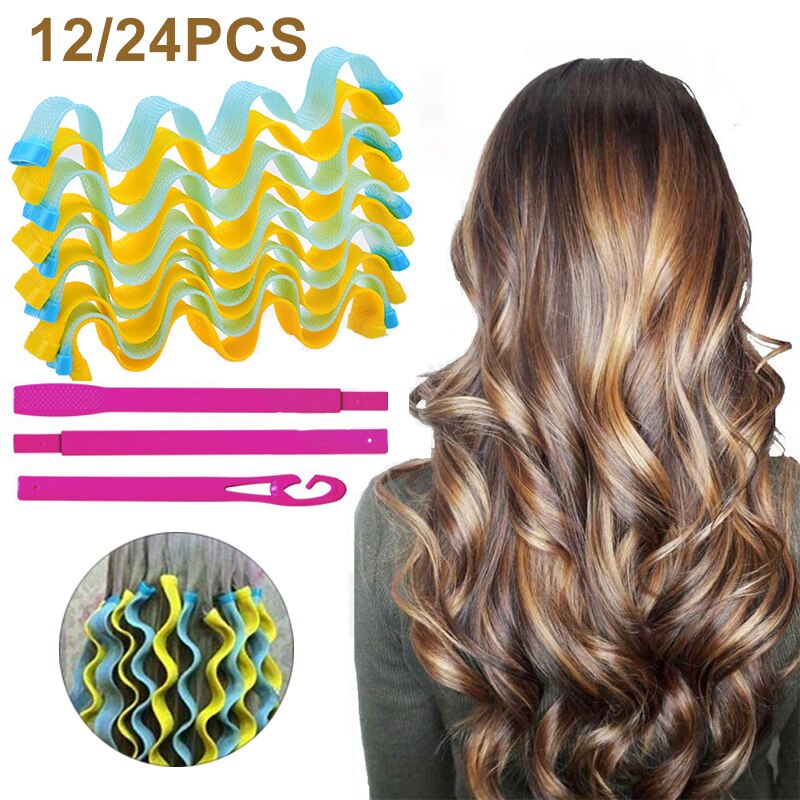 Bigoudi de Cheveux magique 12 Pièces/24 Pièces BRICOLAGE Portable Curling Lrons Vague Curling Lrons Durable De Maquillage De Beauté Curling Styling Outils