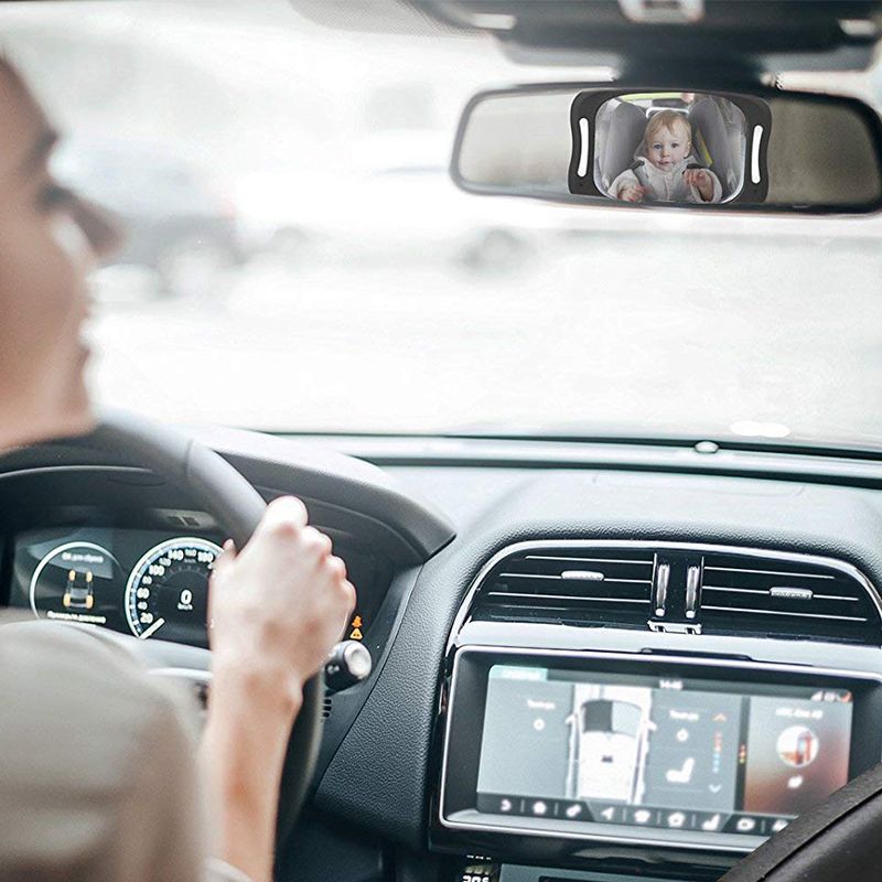 Baby Car Mirror with Remote Control Soft Led Night Light View Rear Facing Infant in Backseat,Safety Shatter-Proof Frame,360 De