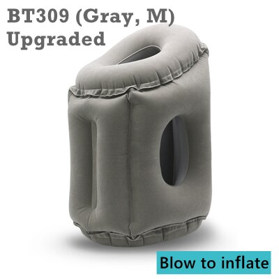 Opblaasbare Kussen Innovatieve Air Reizen Nek Kussens Hoofd Chin Ondersteuning Kussen Voor Vluchten Auto Vliegtuig Kids Dutten Kussens: BT309-M Gray