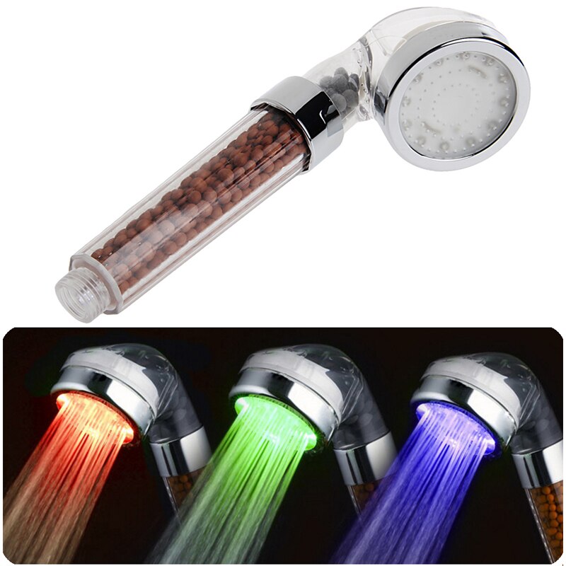 Handdouche met 3 kleuren led-sproeikop met digitale temperatuurweergave, waterstroomaangedreven, ABS-chroom afwerking voor badkamer (wit