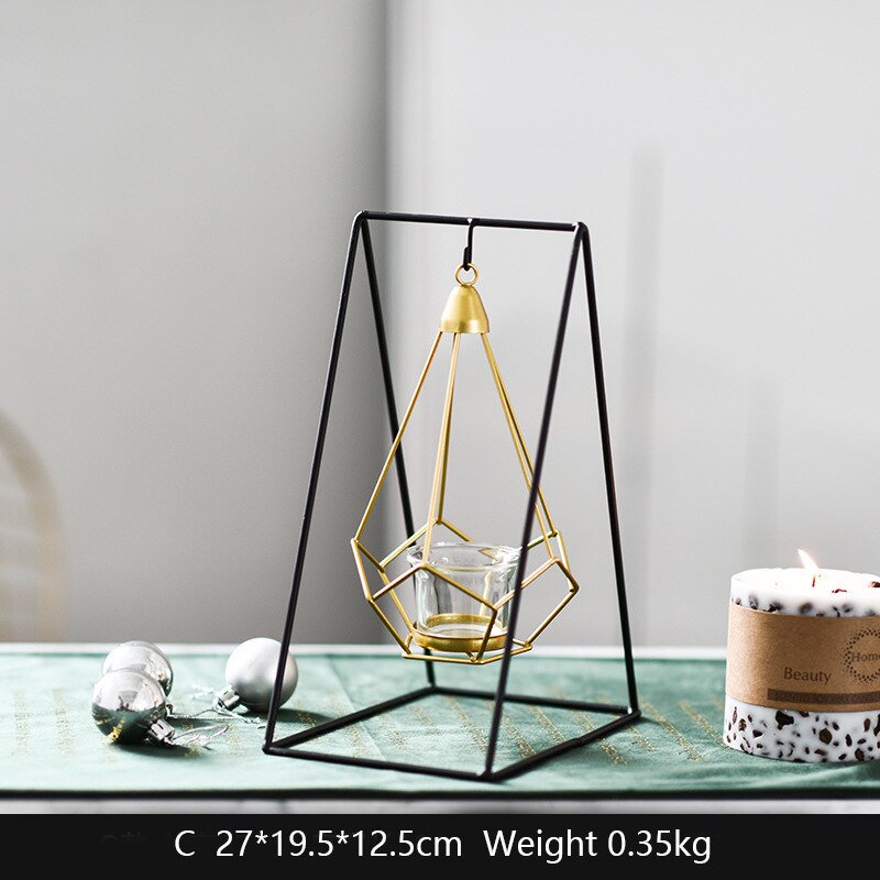 Creatieve Metalen Opknoping Kaars Houder Wijn Kast Decoratieve Kandelaar Iron Kaars Stand Scandinavische Stijl Home Decoratie Ambachten: Style C