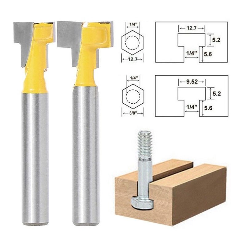 2 sztuk/partia 1/4 "cholewka t-otwór nóż router fragment dla 1/4" klątwa śruba