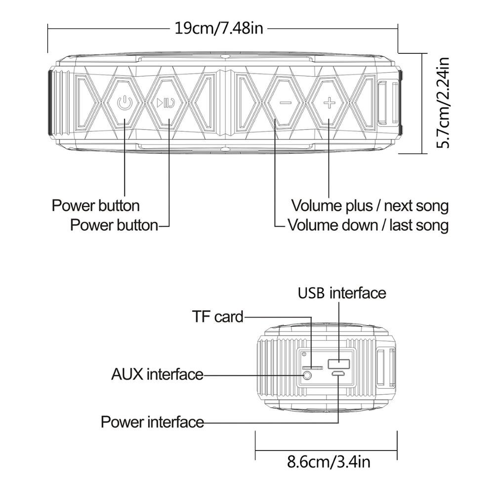 20w tragbare bluetooth-lautsprecher für den außenbereich, wasserdicht,  ip66 powerbank-lautsprecher, kabelloser stereo-sound, musik-player, unterstützung für tf-karte, aux