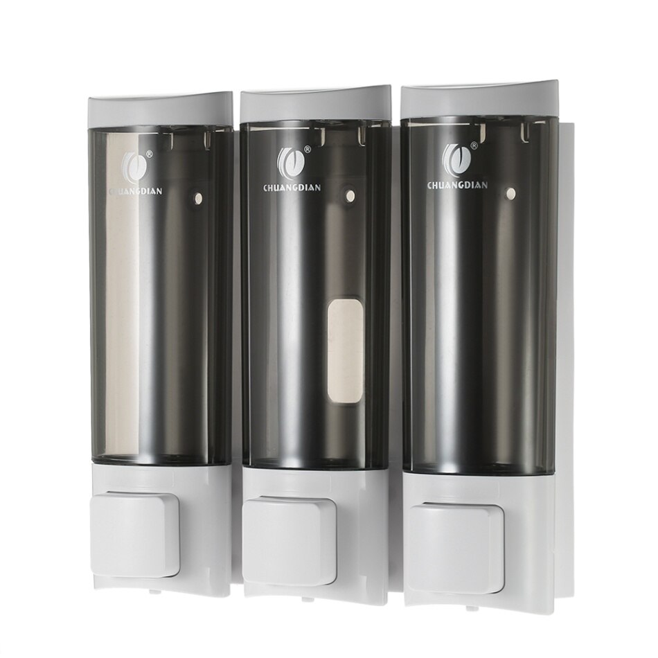Flydende sæbe dispensere vægmontering tre kammer shampoo boks badeværelse tilbehør flydende dispensere toilettet vaskerum sæbe holder: Hvid 200 mlx 3
