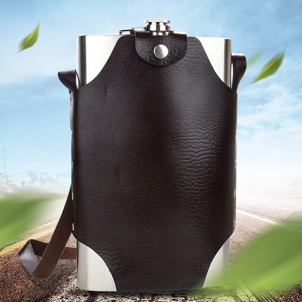 64Oz Grote Capaciteit Roestvrijstalen Ketel Pot Heupfles Alcohol Whiskey Liquor Wijn Fles Met Lederen Case Drinkware