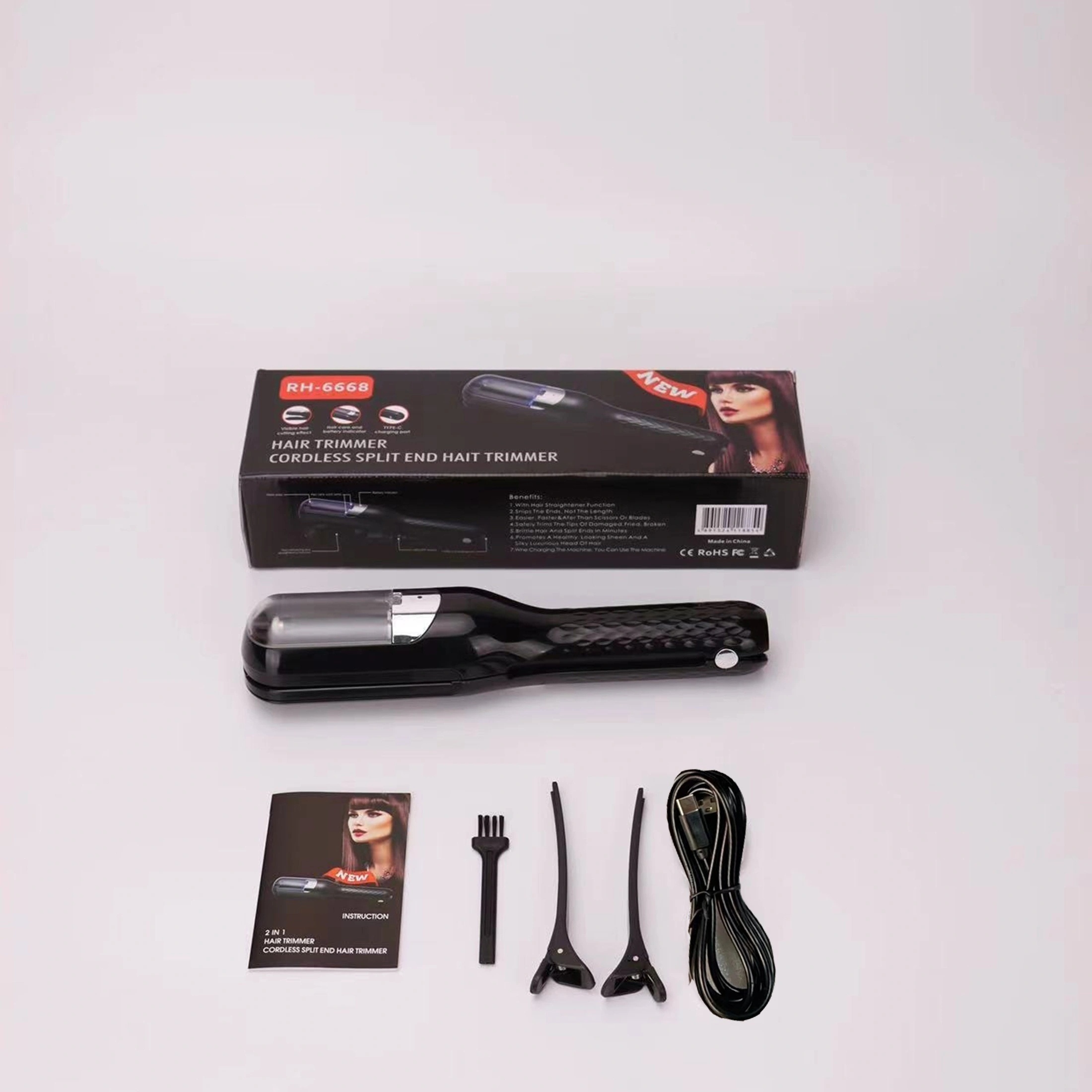 1 st oplaadbare 2-in-1 tondeuse, kappersapparaat, multifunctionele tondeuse, haarvorktrimmer: Black