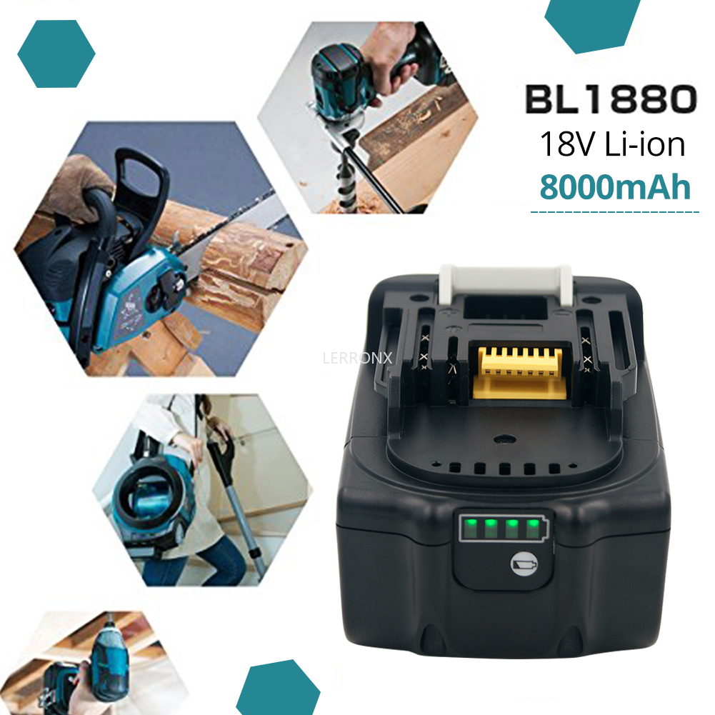 Version  bl1860 bl1880b 18 v 8000 mah li-ion genopladeligt batteri til makita 18v batteri  bl1840 bl1850 bl1830 bl1860b lxt 400