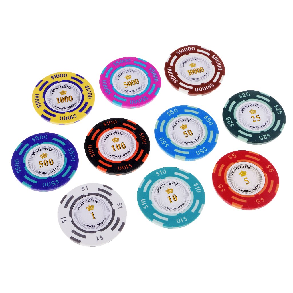 10 Pcs Poker Chips Gaming Board Game Casino Levert Texas Hold'em Spel Voor Volwassen Party Games Met Denominaties