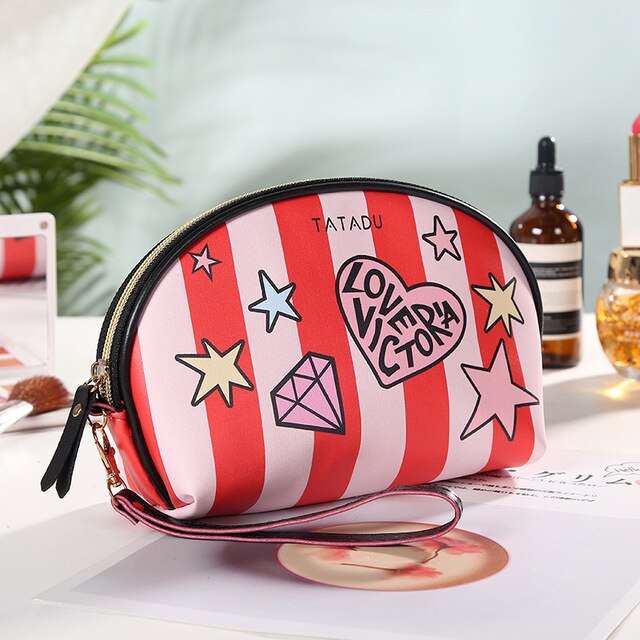 PU Leather Portable Women kosmetyczka z lustrem torby podróżne kosmetyczki organizuj torebkę wodoodporna kosmetyczka: D4